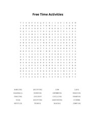 Free Time Activities Word Search Puzzle