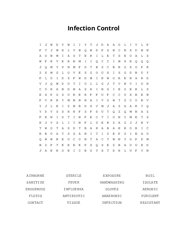 Infection Control Word Search Puzzle