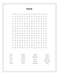 Kayak Word Search Puzzle