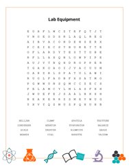 Lab Equipment Word Search Puzzle