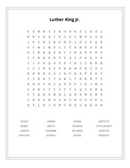 Luther King Jr. Word Search Puzzle