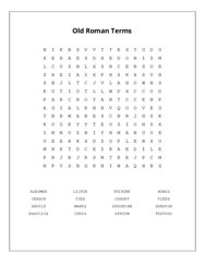 Old Roman Terms Word Search Puzzle