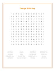 Orange Shirt Day Word Search Puzzle