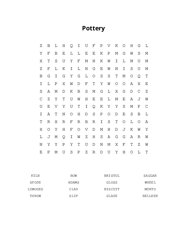 Pottery Word Scramble Puzzle