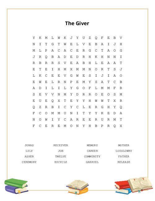The Giver Word Search Puzzle