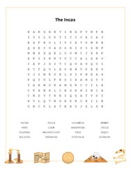 The Incas Word Search Puzzle