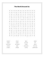 The World Around Us Word Search Puzzle