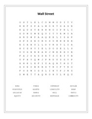 Wall Street Word Search Puzzle