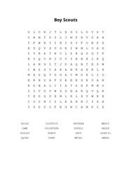 Boy Scouts Word Search Puzzle