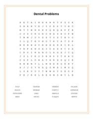 Dental Problems Word Search Puzzle