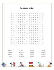 European Union Word Search Puzzle