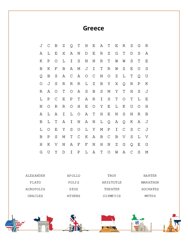 Greece Word Search Puzzle