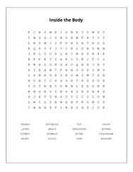 Inside the Body Word Scramble Puzzle