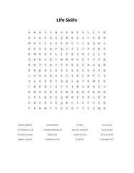 Life Skills Word Search Puzzle