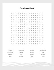 New Inventions Word Scramble Puzzle