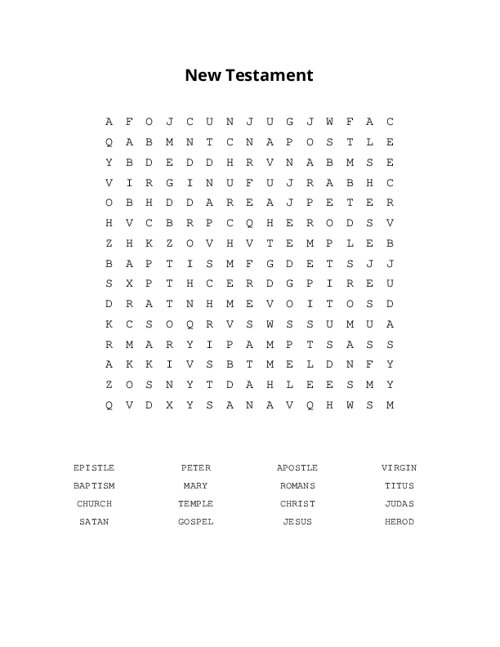 New Testament Word Search Puzzle
