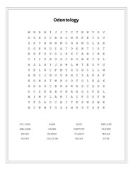Odontology Word Search Puzzle
