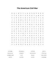 The American Civil War Word Search Puzzle
