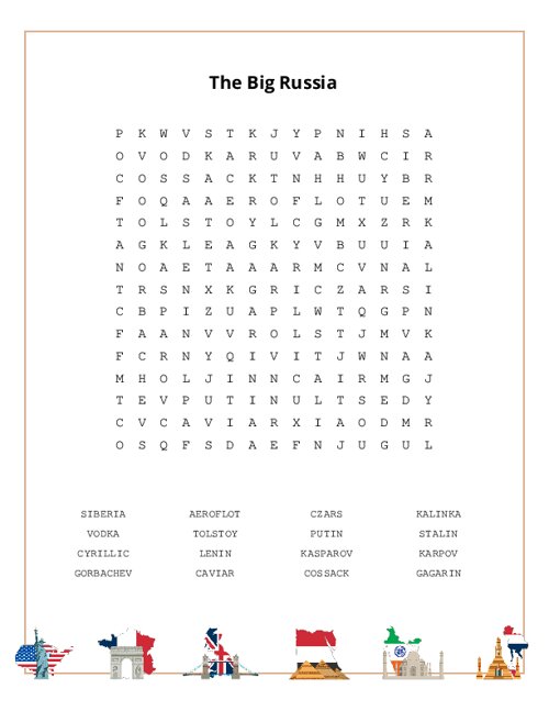 The Big Russia Word Search Puzzle