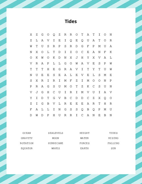 Tides Word Search Puzzle
