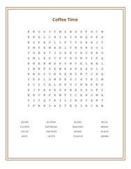 Coffee Time Word Search Puzzle