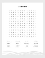 Construction Word Scramble Puzzle