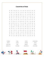 Countries of Asia Word Scramble Puzzle