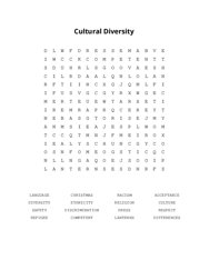 Cultural Diversity Word Search Puzzle