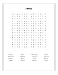Fitness Word Search Puzzle