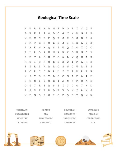 Geological Time Scale Word Search Puzzle