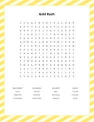 Gold Rush Word Search Puzzle