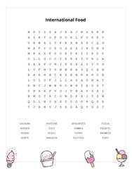 International Food Word Scramble Puzzle