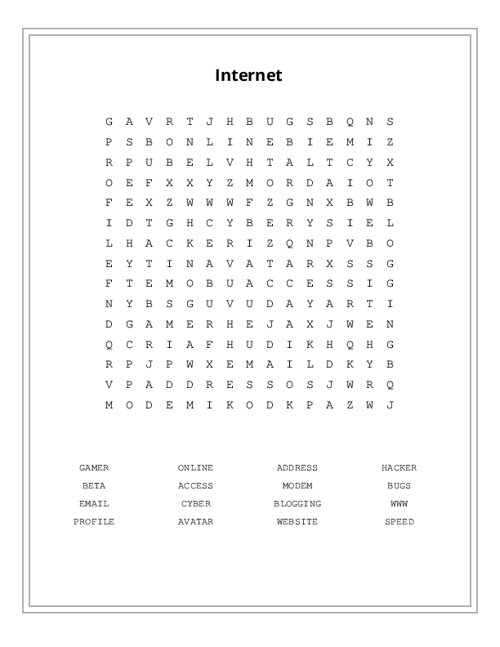 Internet Word Search Puzzle