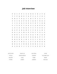 Job Interview Word Search Puzzle
