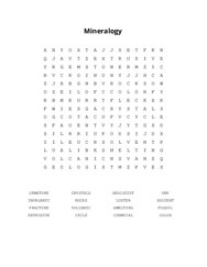 Mineralogy Word Search Puzzle