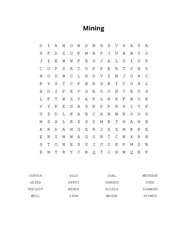 Mining Word Search Puzzle