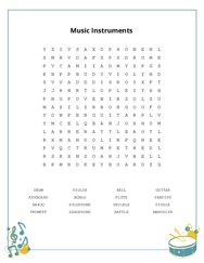 Music Instruments Word Search Puzzle