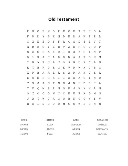 Old Testament Word Search Puzzle