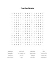 Positive Words Word Scramble Puzzle