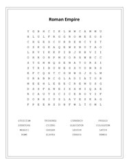Roman Empire Word Search Puzzle
