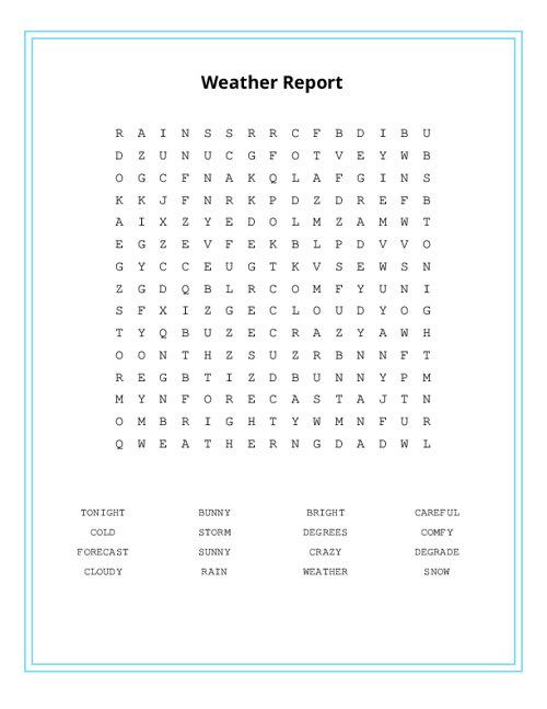 Weather Report Word Search Puzzle