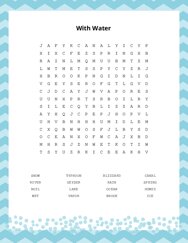 With Water Word Scramble Puzzle