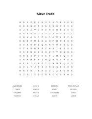 Slave Trade Word Search Puzzle