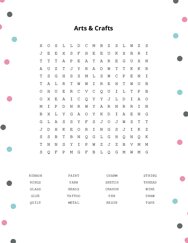 Arts & Crafts Word Search Puzzle