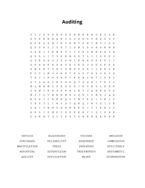 Auditing Word Search Puzzle