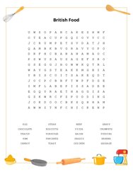 British Food Word Search Puzzle