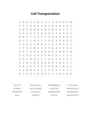 Cell Transportation Word Search Puzzle