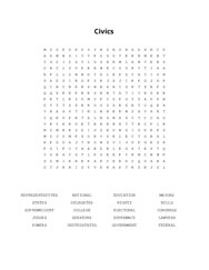 Civics Word Search Puzzle