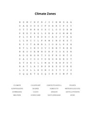 Climate Zones Word Search Puzzle