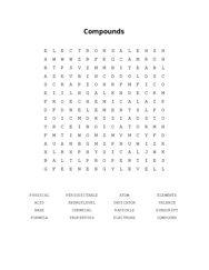 Compounds Word Search Puzzle